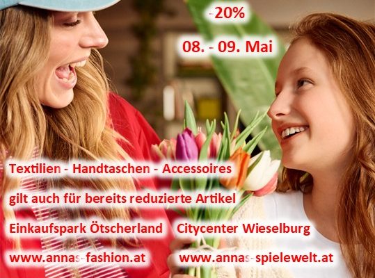 Muttertag Aktion -20% Textilien 2026
